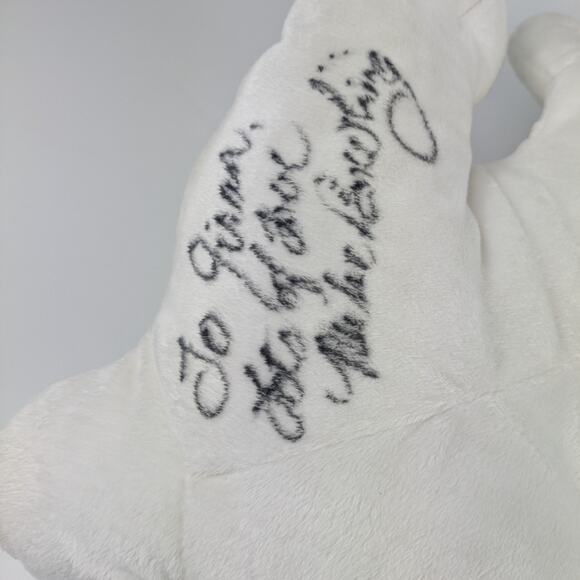 2007 Large Pound Puppy Puppies 01300 Autographed Bowling White Red Collar Plush - Picture 3 of 16